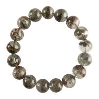 Green Phantom Quartz Bracelet, Round, different size for choice, multi-colored, Sold Per 7.87 Inch Strand