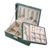 Boîte à bijoux multifonctions, velours de coton, Style coréen, vert, 230x170x90mm, Vendu par PC