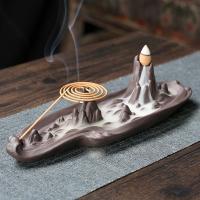Backflow Incense Burner, Purple Clay, handmade, for home and office & durable & multifunctional, 280x90x75mm, Sold By PC