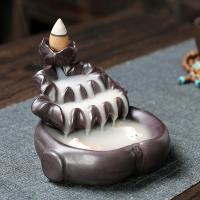 Backflow Incense Burner, Porcelain, handmade, for home and office & durable, 110x115x80mm, Sold By PC