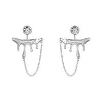 Tibetan Style Drop Earring, silver color plated, fashion jewelry & for woman & with rhinestone, nickel, lead & cadmium free, 28x23mm, Sold By Pair