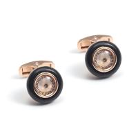 Cufflinks Brass Round rose gold color plated for man nickel lead & cadmium free Sold By Lot