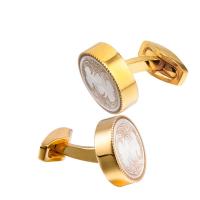 Cufflinks Brass Round gold color plated & for man nickel lead & cadmium free Sold By Lot