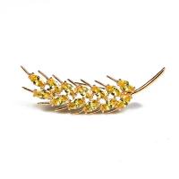 Zinc Alloy Brooches Wheat gold color plated for woman & with rhinestone nickel lead & cadmium free Sold By Lot