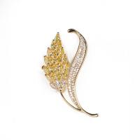 Zinc Alloy Brooches Wheat plated micro pave cubic zirconia & for woman nickel lead & cadmium free Sold By Lot
