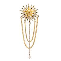 Tibetan Style Brooches, Flower, gold color plated, micro pave cubic zirconia & for woman, nickel, lead & cadmium free, 100x33mm, 10PCs/Lot, Sold By Lot