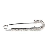 Zinc Alloy Brooches Safety Pin silver color plated Unisex & with rhinestone nickel lead & cadmium free Sold By Lot