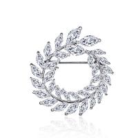 Zinc Alloy Brooches Flower silver color plated micro pave cubic zirconia & for woman nickel lead & cadmium free Sold By Lot