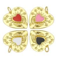 Латунные подвески-сердце, Латунь, Сердце, плакирован золотом, эмаль, Много цветов для выбора, 22x22x3mm, отверстие:Приблизительно 4mm, продается PC