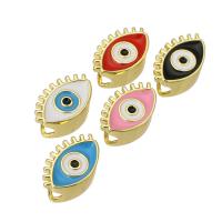 Perles de bijoux mode Evil Eye, laiton, œil, Placage de couleur d'or, émail, plus de couleurs à choisir, 12.50x8x5mm, Trou:Environ 3mm, Vendu par PC