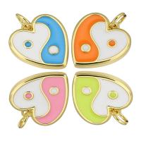 Brass Heart Pendants, gold color plated, enamel, more colors for choice, 13x14x2mm, Hole:Approx 3mm, Sold By PC