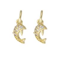 Cubic Zirconia Micro Pave Brass Pendant Dolphin gold color plated micro pave cubic zirconia Approx 3mm Sold By PC