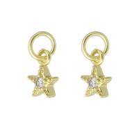 Cubic Zirconia Micro Pave Brass Pendant, Star, gold color plated, micro pave cubic zirconia, 5x8x3mm, Sold By PC