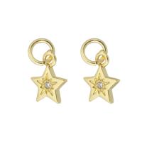 Cubic Zirconia Micro Pave Brass Pendant, Star, gold color plated, micro pave cubic zirconia, 7x10x1mm, Sold By PC