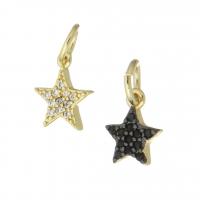 Cubic Zirconia Micro Pave Brass Pendant Star gold color plated micro pave cubic zirconia Approx 3.5mm Sold By PC