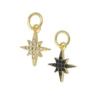 Cubic Zirconia Micro Pave Brass Pendant Eight Point Star gold color plated micro pave cubic zirconia Sold By PC