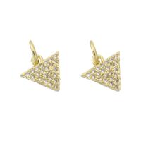 Cubic Zirconia Micro Pave Brass Pendant Triangle gold color plated micro pave cubic zirconia Approx 3.5mm Sold By PC