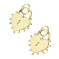 Cubic Zirconia Micro Pave Brass Pendant, Heart, gold color plated, hollow, 13x15x1mm, Hole:Approx 4mm, Sold By PC