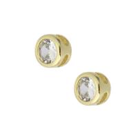 Cubic Zirconia Micro Pave Brass Beads, Round, gold color plated, micro pave cubic zirconia, 5x5x3mm, Hole:Approx 1mm, Sold By PC
