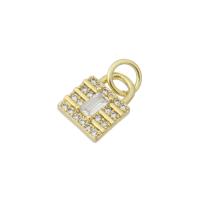 Cubic Zirconia Micro Pave Brass Pendant, gold color plated, micro pave cubic zirconia, 7x10x2mm, Hole:Approx 3mm, Sold By PC