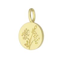 Cubic Zirconia Micro Pave Brass Pendant, Flat Round, gold color plated, 12x18x1.50mm, Hole:Approx 3mm, Sold By PC