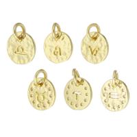 Cubic Zirconia Micro Pave Brass Pendant, Flat Round, gold color plated, different designs for choice, 9x9x1mm, Hole:Approx 3mm, Sold By PC