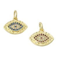 Cubic Zirconia Micro Pave Brass Pendant, Eye, gold color plated, micro pave cubic zirconia, more colors for choice, 14x11x2mm, Hole:Approx 3.5mm, Sold By PC