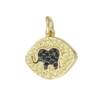 Cubic Zirconia Micro Pave Brass Pendant, gold color plated, micro pave cubic zirconia, 15x13x2mm, Hole:Approx 3mm, Sold By PC