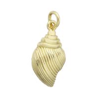 Bijoux pendentifs en laiton, coquille, Placage de couleur d'or, 10x18x3mm, Trou:Environ 3mm, Vendu par PC