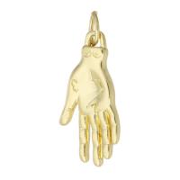 Bijoux pendentifs en laiton, main, Placage de couleur d'or, 10x20x3mm, Trou:Environ 4mm, Vendu par PC