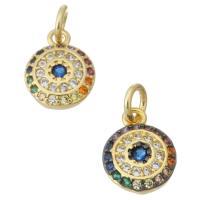 Cubic Zirconia Micro Pave Brass Pendant Flat Round gold color plated micro pave cubic zirconia Approx 3mm Sold By PC