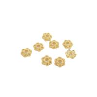 Brass Bead Cap, Flower, plated, DIY, golden, 6mm, Sold By PC