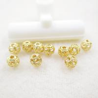 Hollow Brass Beads, plated, DIY, golden, 4mm, Sold By PC