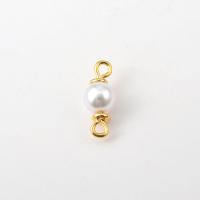 Brass Jewelry Connector, with Plastic Pearl, plated, mixed colors, 15mm, 100PCs/Bag, Sold By Bag