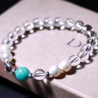 quartz clair bracelet, avec Amazonite, unisexe & antifatigue, couleurs mélangées, Longueur:Environ 19 cm, Vendu par PC