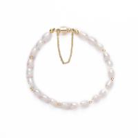 Bracelet en perles de culture d'eau douce, perle d'eau douce cultivée, avec alliage de zinc, pour femme, couleurs mélangées, 8x6mm, Longueur:14-19 cm, Vendu par PC
