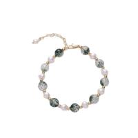 Sötvatten odlade Pearl Bracelet, Freshwater Pearl, med Naturliga Quartz & Zink Alloy, för kvinna, blandade färger, Längd 15.5 cm, Säljs av PC