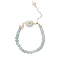 Bracelet en perles de culture d'eau douce, jade, avec perle d'eau douce cultivée & alliage de zinc, pour femme, couleurs mélangées, Longueur:15-19 cm, Vendu par PC