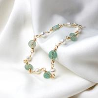 Freshwater Cultured Pearl Bracelet Freshwater Pearl with Aventurine & Zinc Alloy for woman mixed colors Length Approx 19 cm Sold By PC