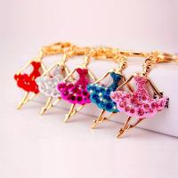 Tibetan Style Key Clasp, with Czech Rhinestone, Dancing Girl, high quality plated, fashion jewelry & Unisex & enamel, more colors for choice, 105x42mm, Sold By PC
