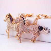 Tibetan Style Key Clasp, with Czech Rhinestone, Horse, high quality plated, fashion jewelry & Unisex & enamel, more colors for choice, 160x62mm, Sold By PC