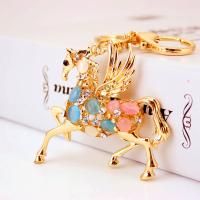 Zinc Alloy Key Clasp with Czech Rhinestone & Cats Eye Horse high quality plated fashion jewelry & Unisex & enamel multi-colored Sold By PC