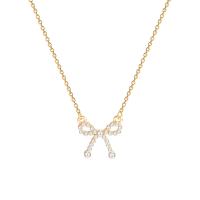 Plastik perle halskæde, Titanium Stål, med ABS plastik perle, med 2.48 extender kæde, Bowknot, ægte forgyldt, mode smykker & for kvinde, gylden, 15mm, Længde 41 cm, Solgt af PC