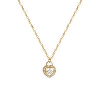 Titanium Steel Necklace, with 2.4 extender chain, real gold plated, fashion jewelry & micro pave cubic zirconia & for woman, golden, 11mm, Length:40 cm, Sold By PC