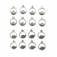 Tibetan Style Hollow Pendants, Round, antique silver color plated, vintage & Unisex & different styles for choice, more colors for choice, nickel, lead & cadmium free, 11x14mm, Approx 100PCs/Bag, Sold By Bag