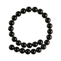 Natürliche schwarze Achat Perlen, Schwarzer Achat, rund, poliert, DIY & verschiedene Größen vorhanden, schwarz, Bohrung:ca. 5mm, verkauft per ca. 15.35 ZollInch Strang