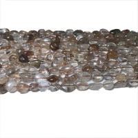 Natural Quartz Jewelry Beads, Rutilated Quartz, Nuggets, polished, DIY, 6x8mm, Sold Per 14.96 Inch Strand