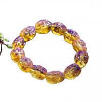 ambre Bouddhiste bracelet de perles, unisexe, Jaune, Vendu par 7.09 pouce brin