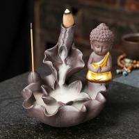 Backflow Incense Burner, Purple Clay, handmade, for home and office & durable & multifunctional, more colors for choice, 120x125x115mm, Sold By PC