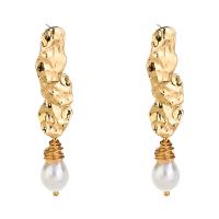 Zinc Alloy Drop Earrings with Plastic Pearl KC gold color plated fashion jewelry & for woman nickel lead & cadmium free Sold By Pair